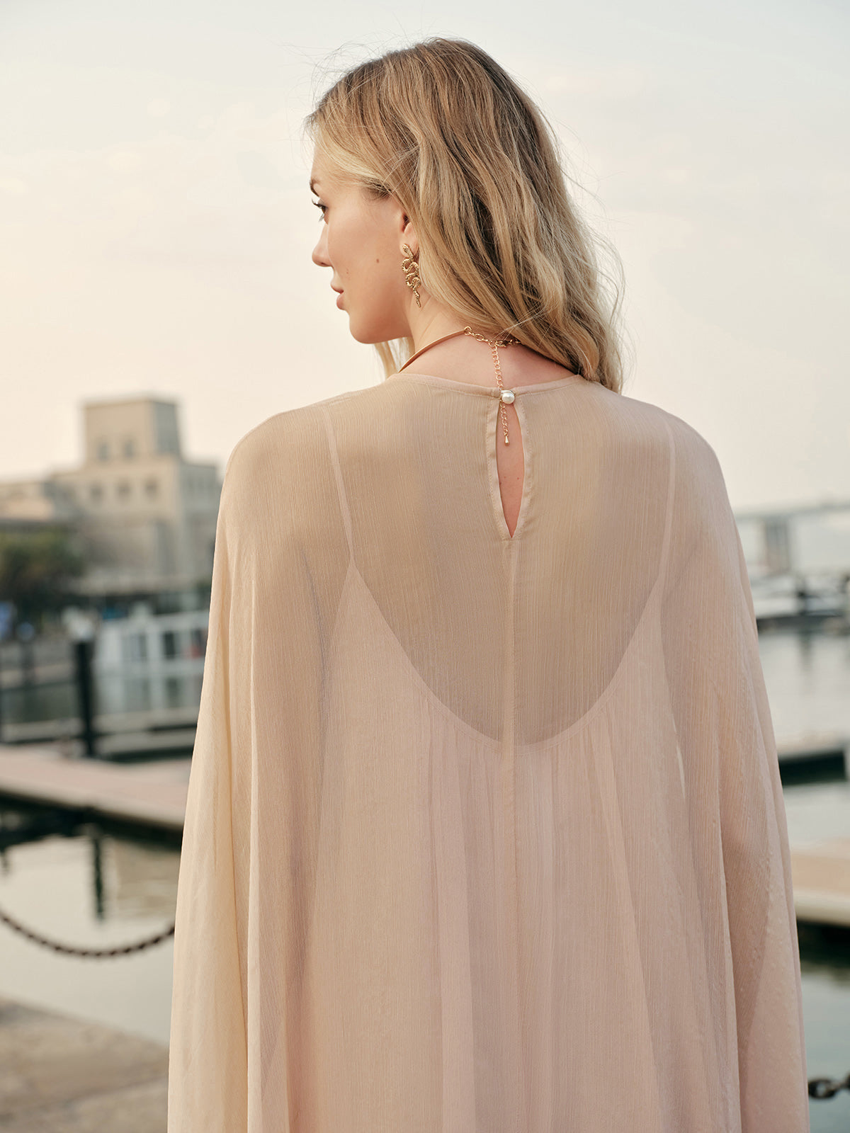 Celiora | Women’s Sheer Long-Sleeve Chiffon Maxi Dress