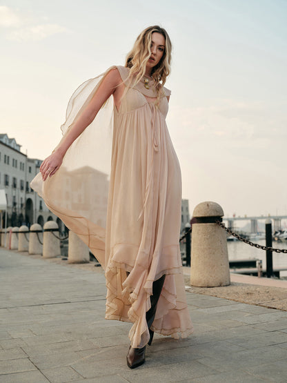 Celiora | Women’s Sheer Long-Sleeve Chiffon Maxi Dress