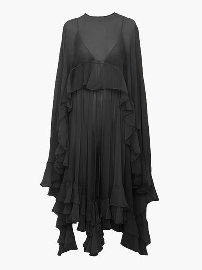 Celiora | Women’s Sheer Long-Sleeve Chiffon Maxi Dress