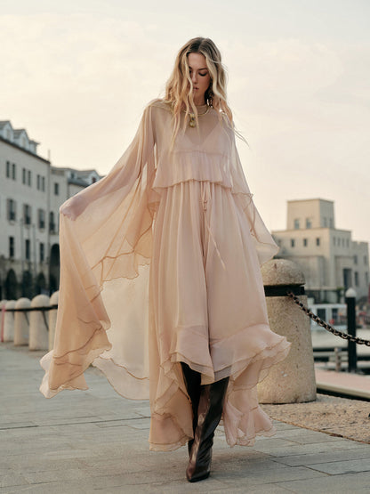 Celiora | Women’s Sheer Long-Sleeve Chiffon Maxi Dress