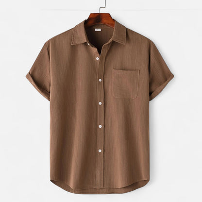 Alessio | Men’s Casual Brown Short-Sleeve Shirt