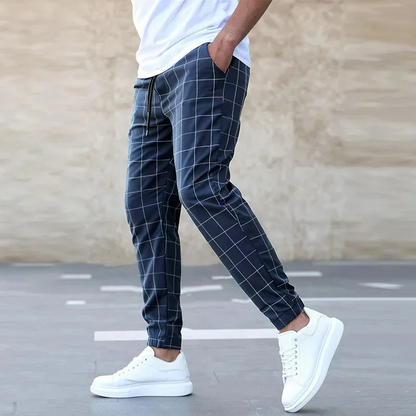 Caldren | Men’s Checkered Cotton-Blend Joggers