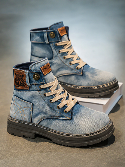 Weylan | Men’s Washed Denim High-Cut Boots