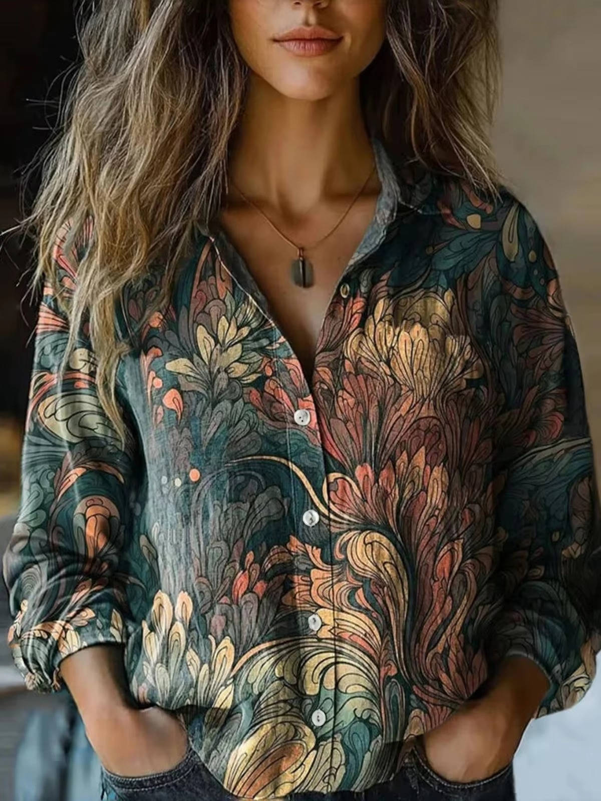 Zelara | Women’s Floral Long-Sleeve Blouse