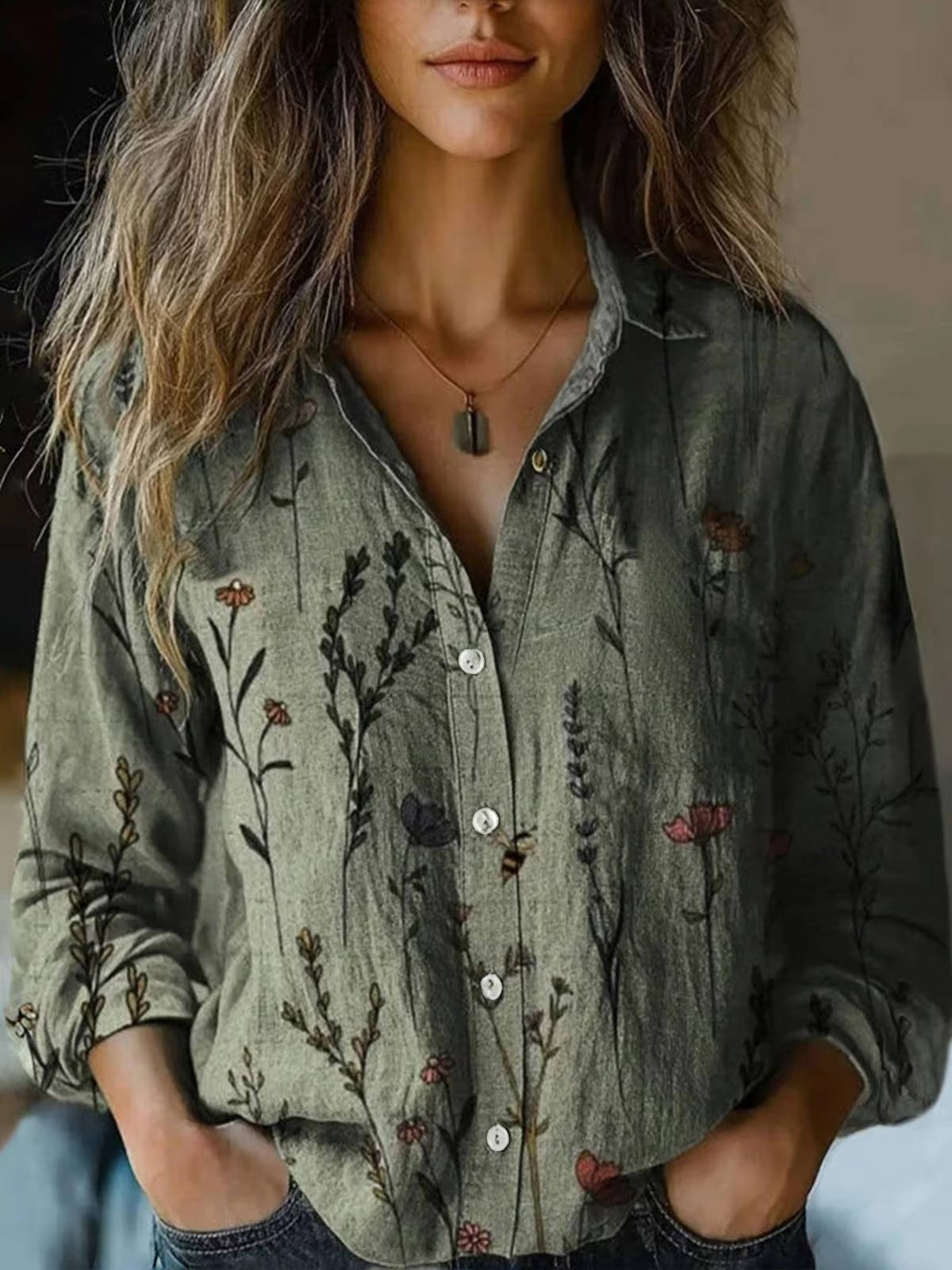 Zelara | Women’s Floral Long-Sleeve Blouse