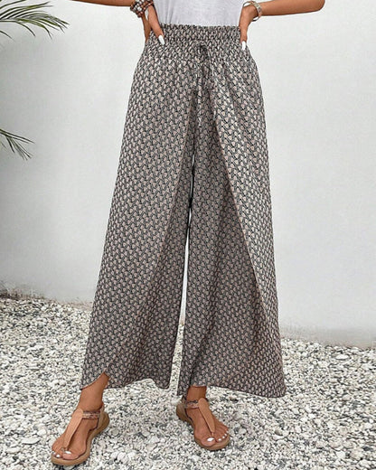 Zafira | Women’s High‑Waisted Geometric Print Summer Trousers