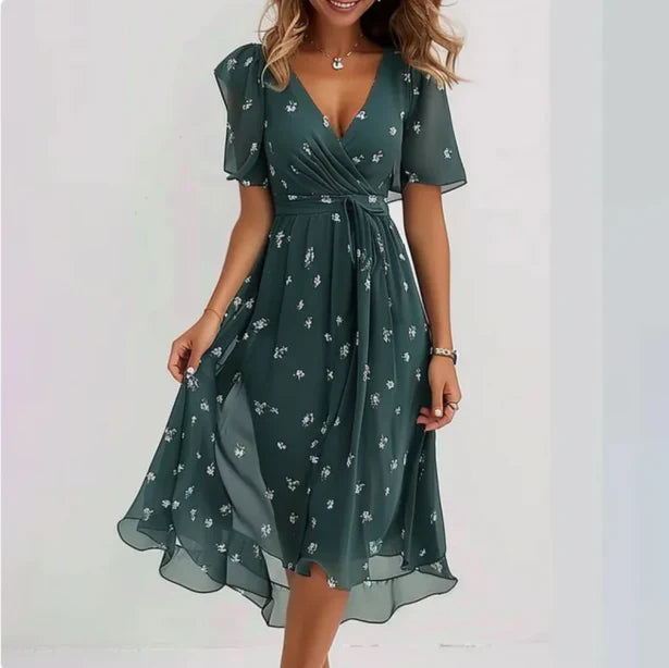 Willa | Women’s Wrap-Style V‑Neck Midi Dress