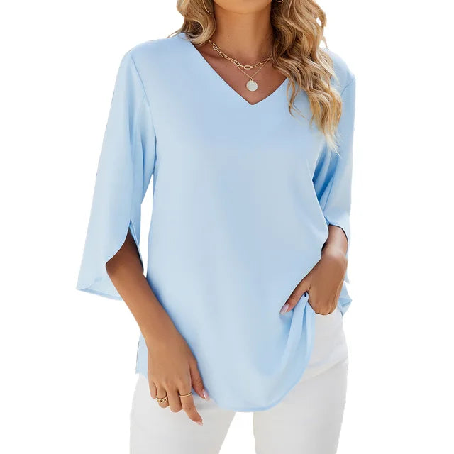 Zamira | Women’s 3/4 Sleeve V‑Neck Summer Blouse