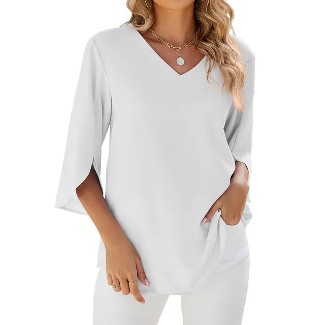 Zamira | Women’s 3/4 Sleeve V‑Neck Summer Blouse