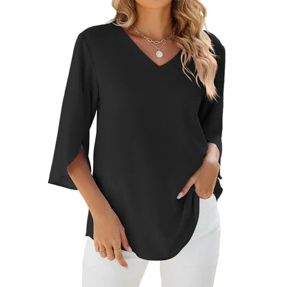 Zamira | Women’s 3/4 Sleeve V‑Neck Summer Blouse