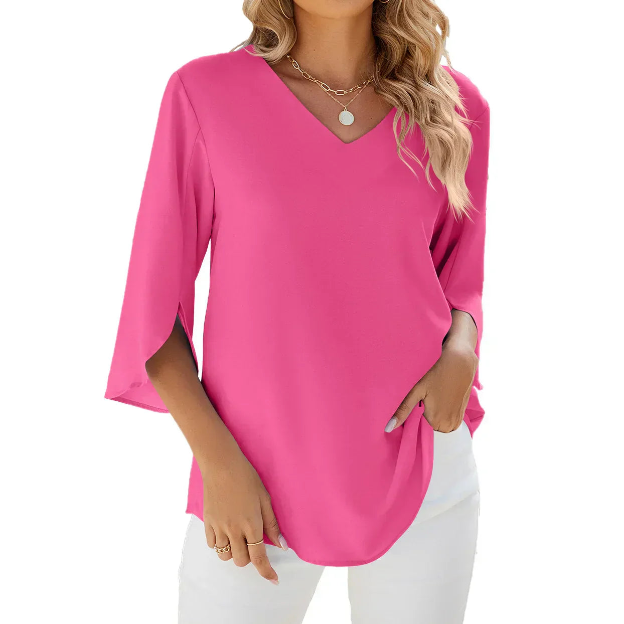 Zamira | Women’s 3/4 Sleeve V‑Neck Summer Blouse