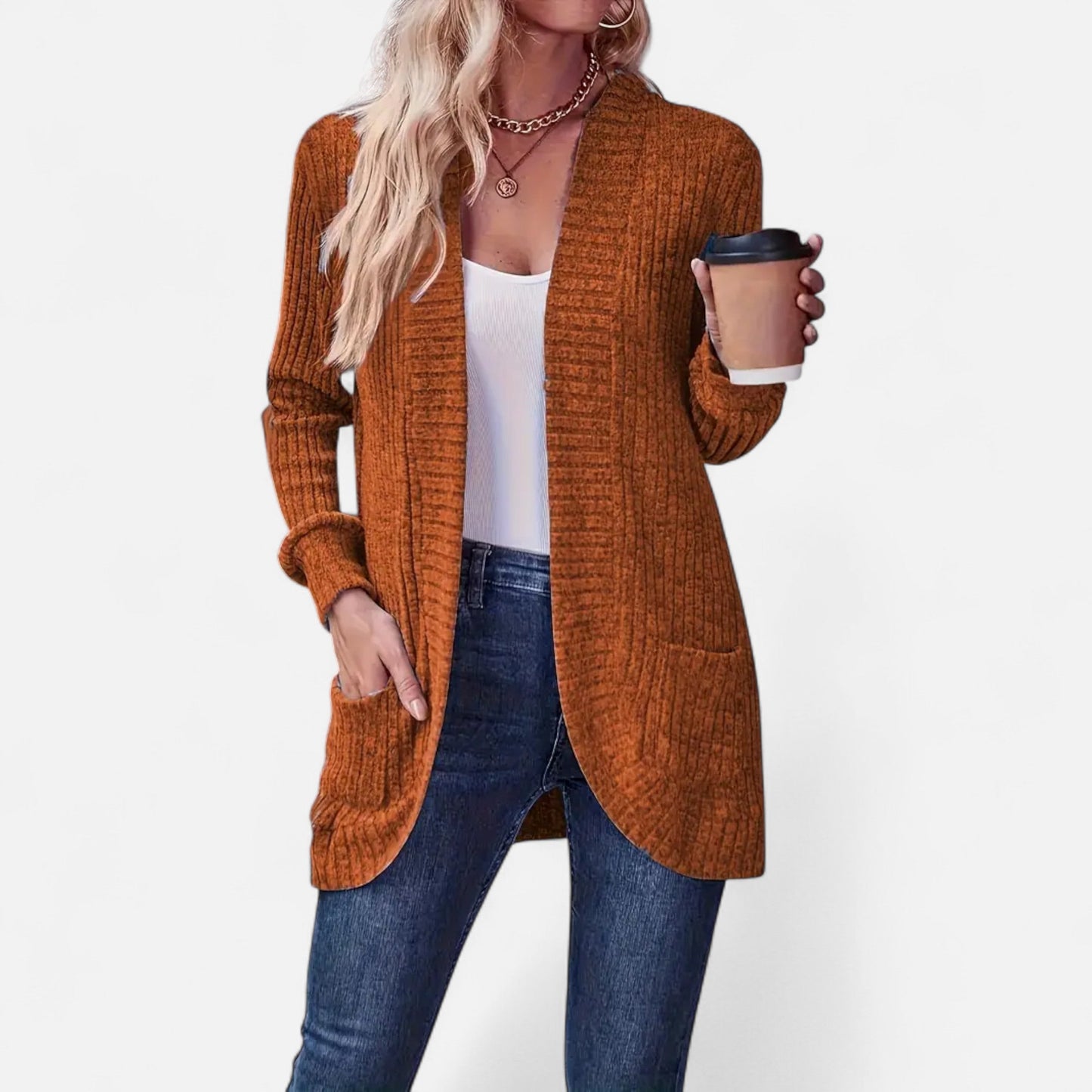 Valentis | Women’s Knit Cardigan with Ribbed Detail