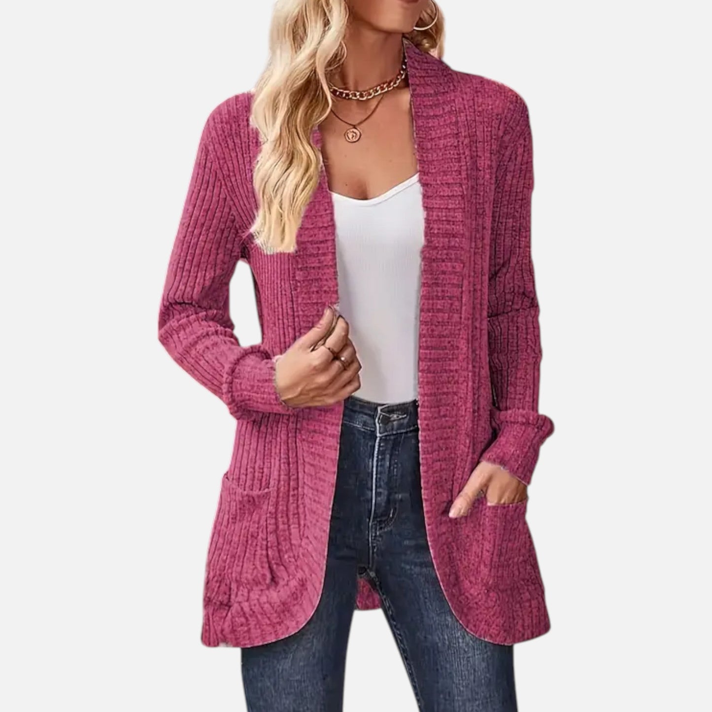 Valentis | Women’s Knit Cardigan with Ribbed Detail