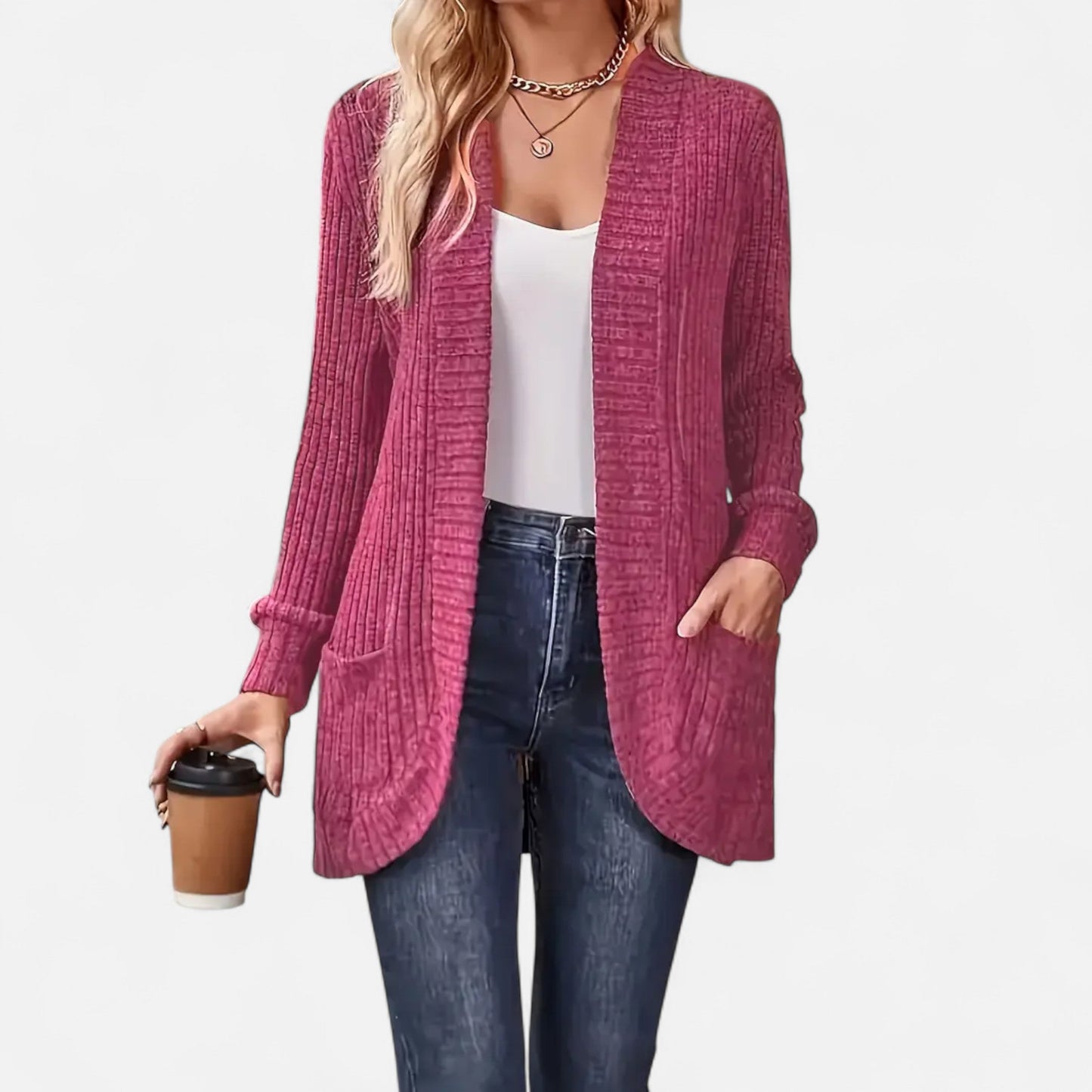 Valentis | Women’s Knit Cardigan with Ribbed Detail