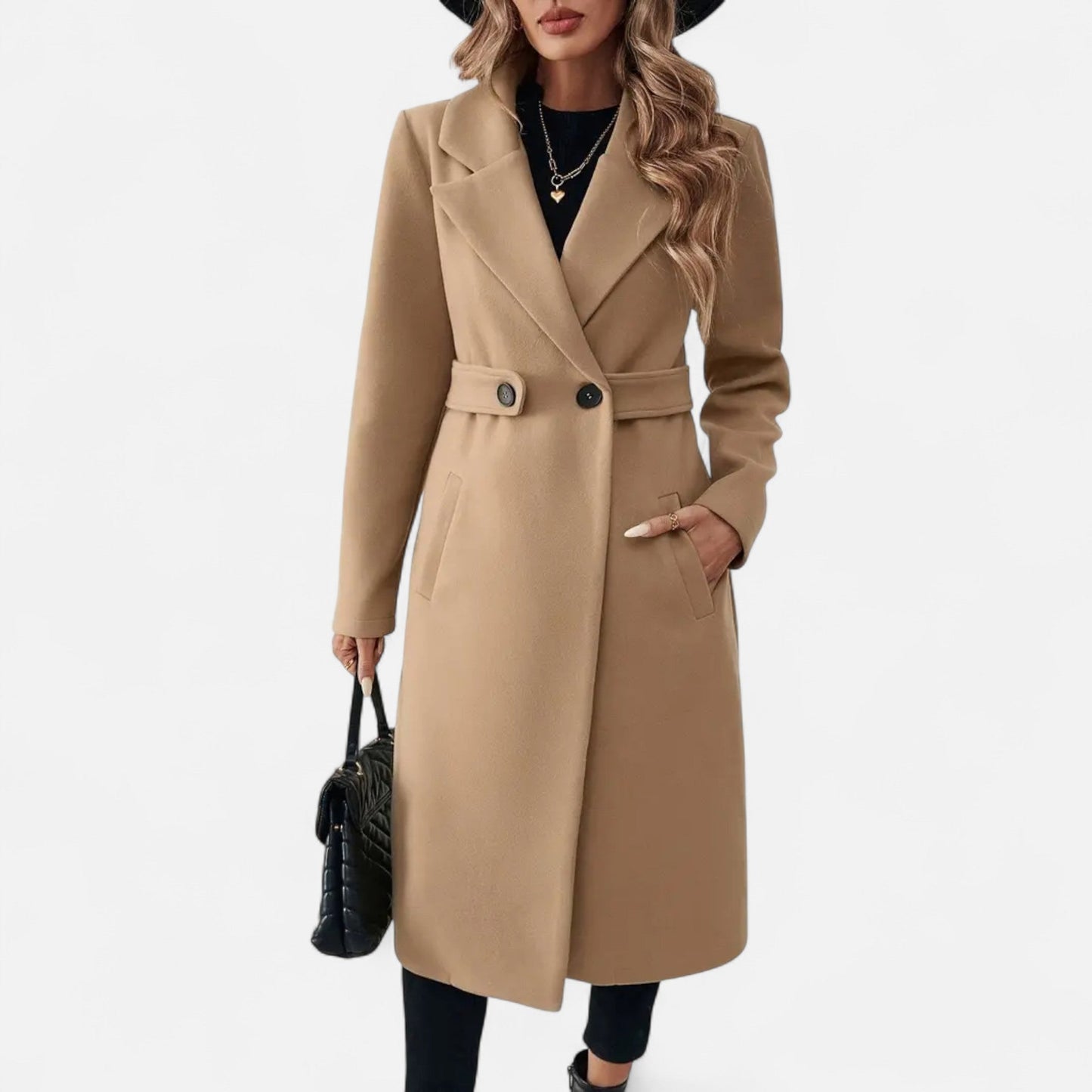 Alessina | Women’s Long Tweed-Inspired Coat
