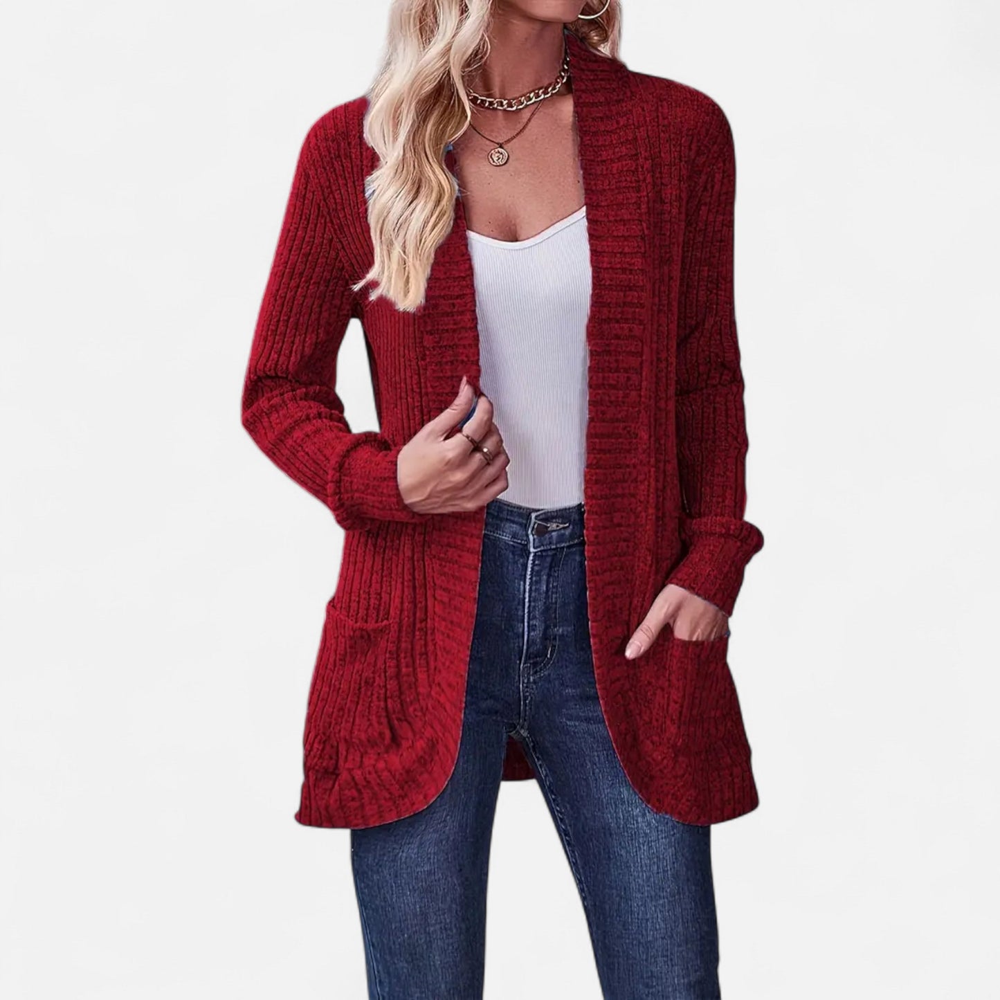 Valentis | Women’s Knit Cardigan with Ribbed Detail