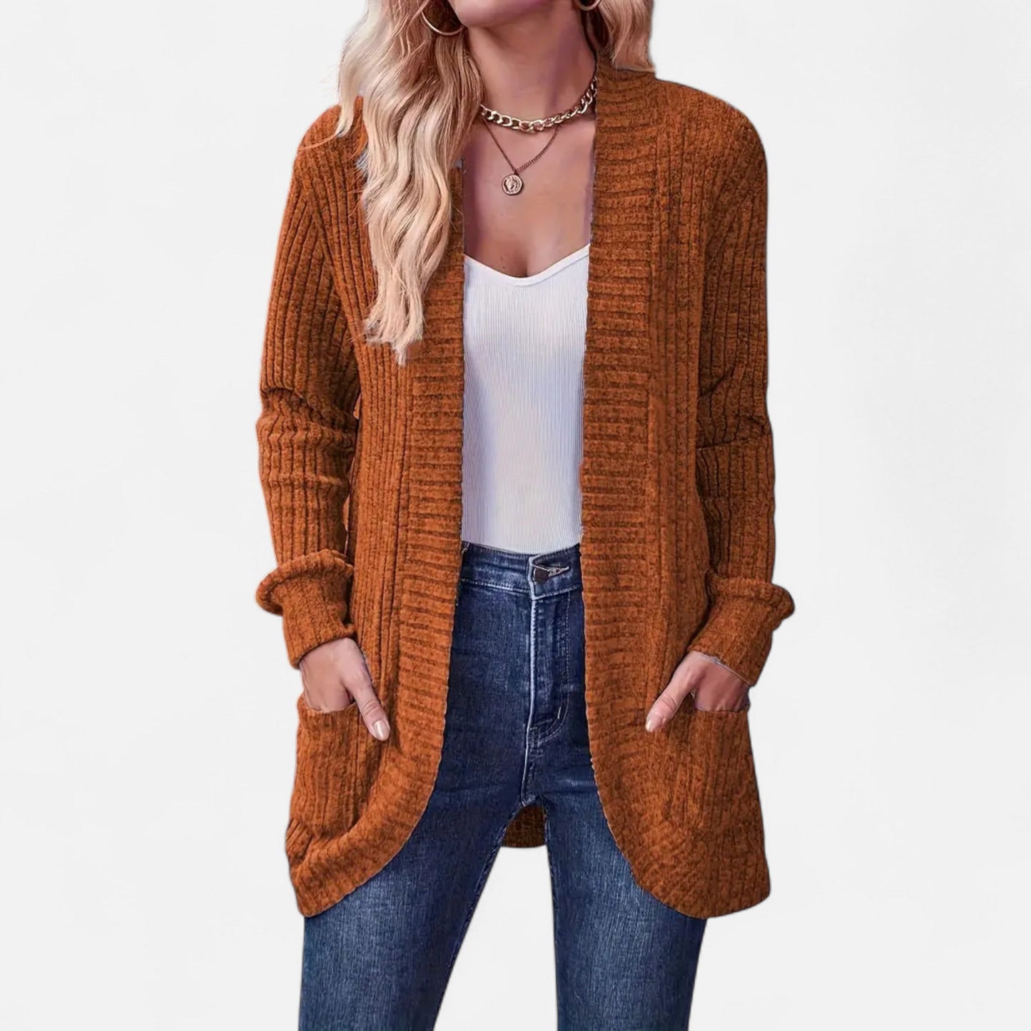 Valentis | Women’s Knit Cardigan with Ribbed Detail