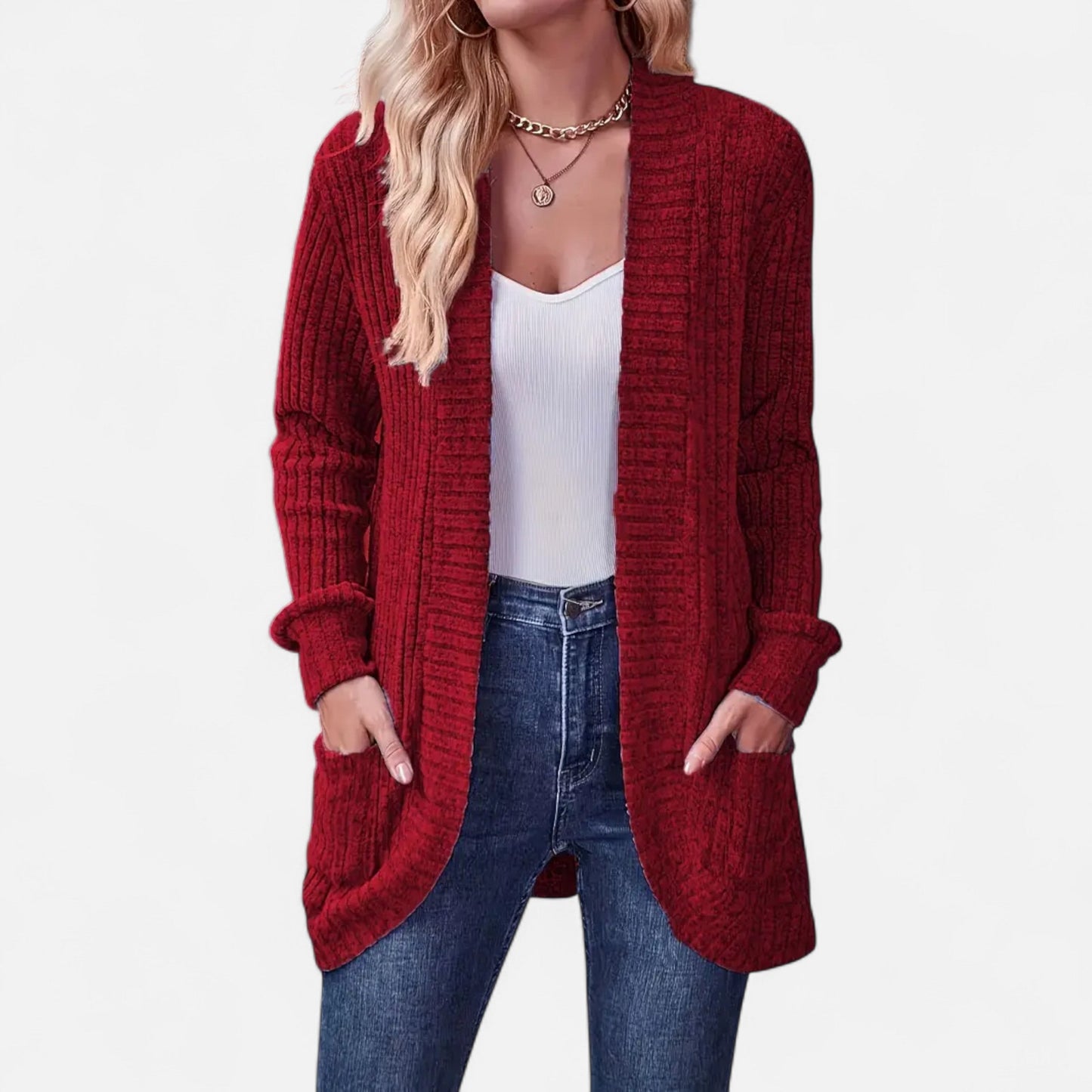Valentis | Women’s Knit Cardigan with Ribbed Detail