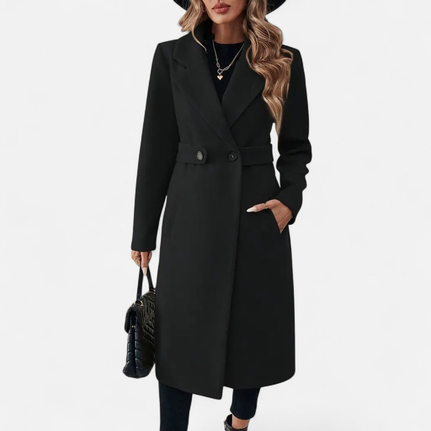 Alessina | Women’s Long Tweed-Inspired Coat