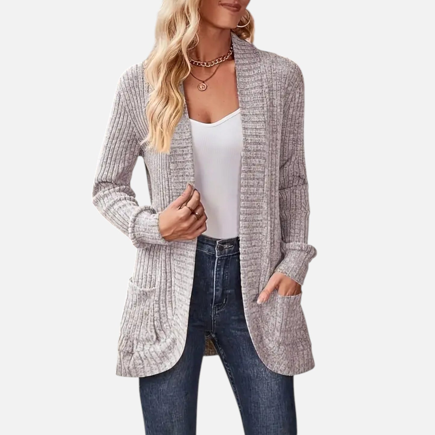 Valentis | Women’s Knit Cardigan with Ribbed Detail