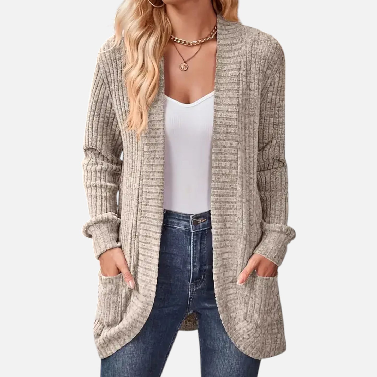 Valentis | Women’s Knit Cardigan with Ribbed Detail