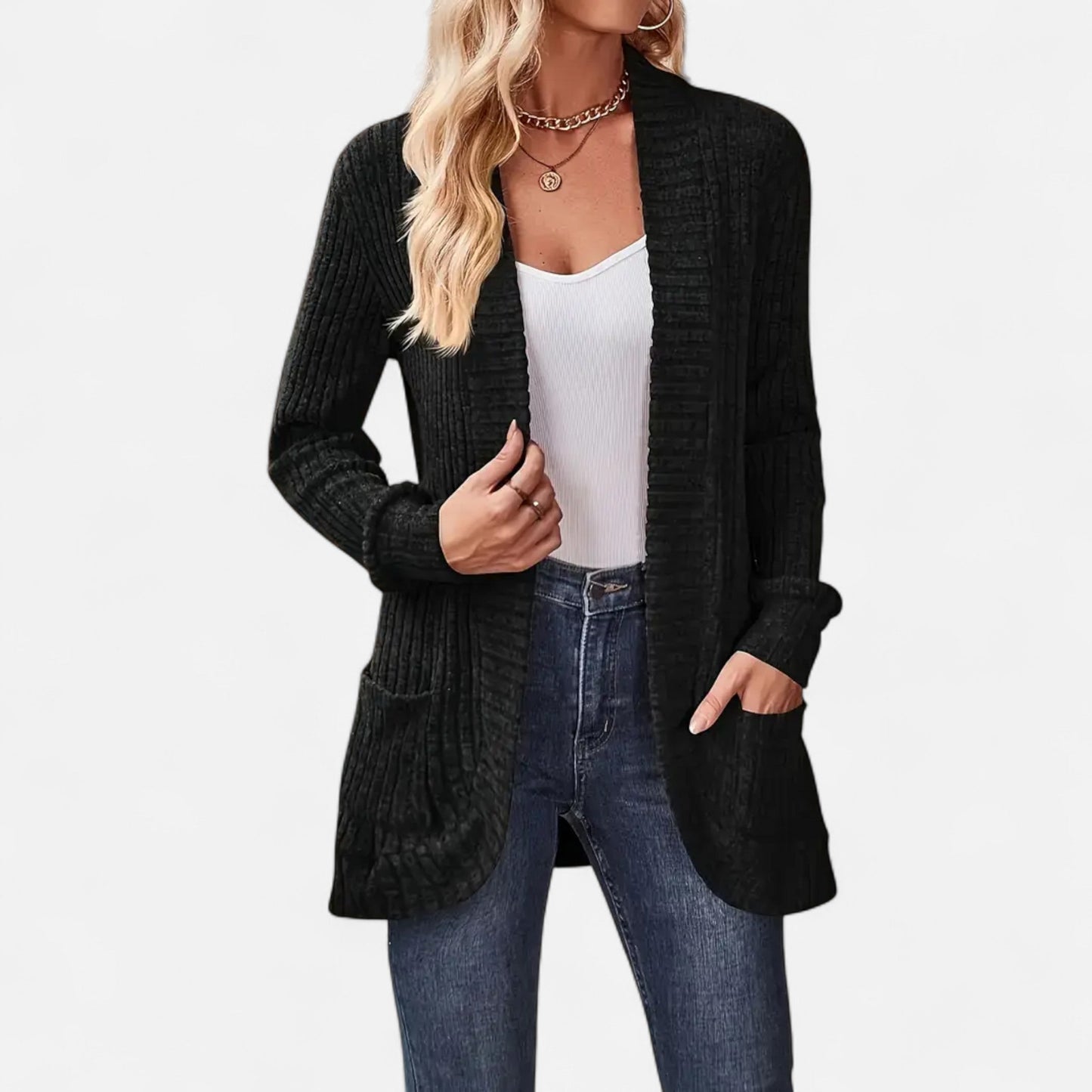 Valentis | Women’s Knit Cardigan with Ribbed Detail