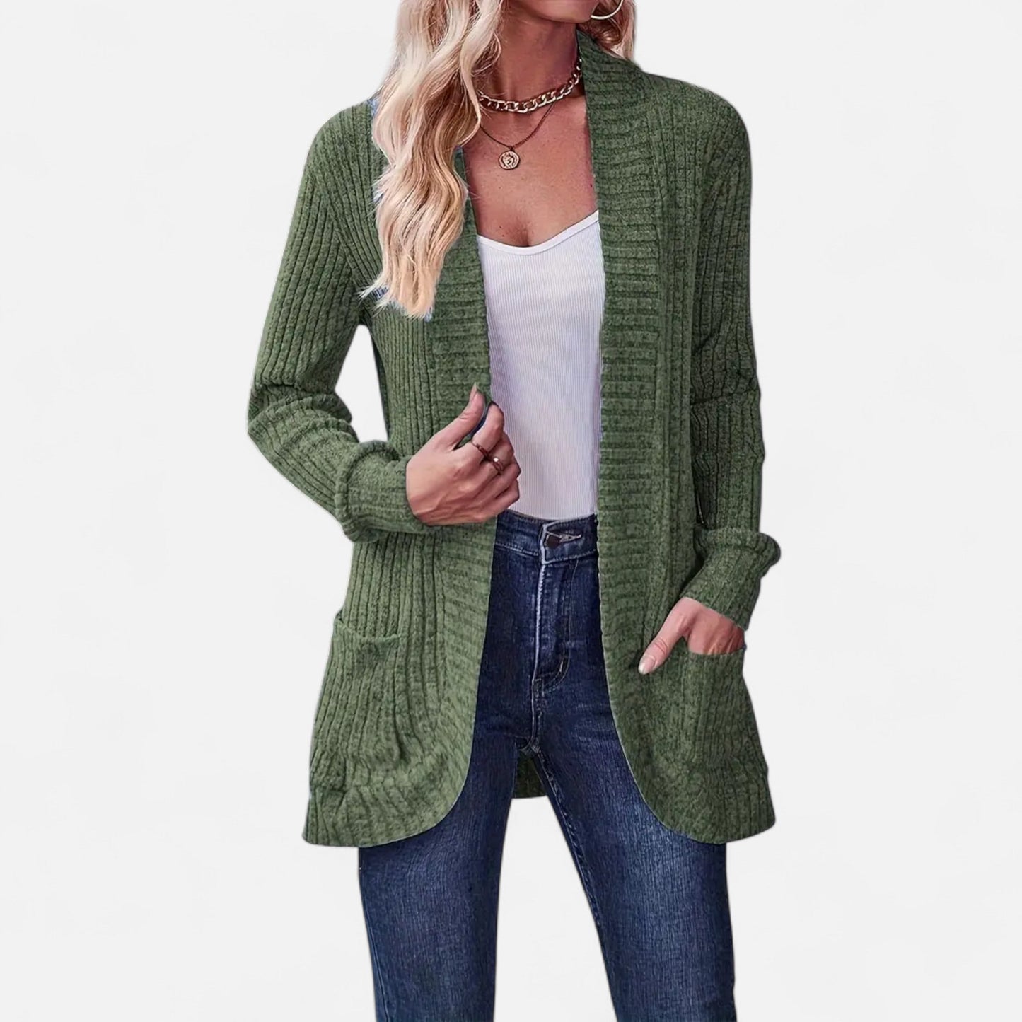 Valentis | Women’s Knit Cardigan with Ribbed Detail