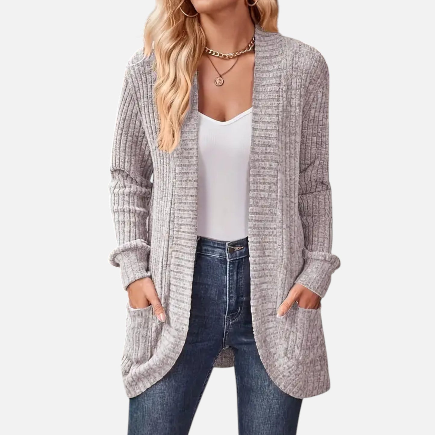 Valentis | Women’s Knit Cardigan with Ribbed Detail
