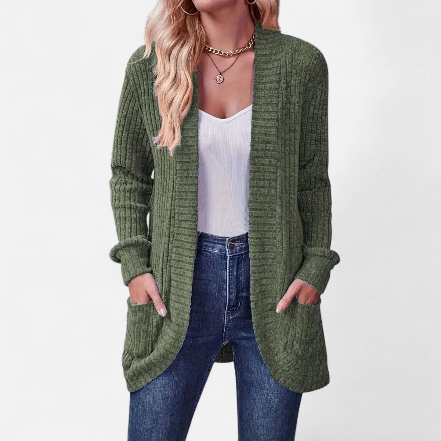 Valentis | Women’s Knit Cardigan with Ribbed Detail