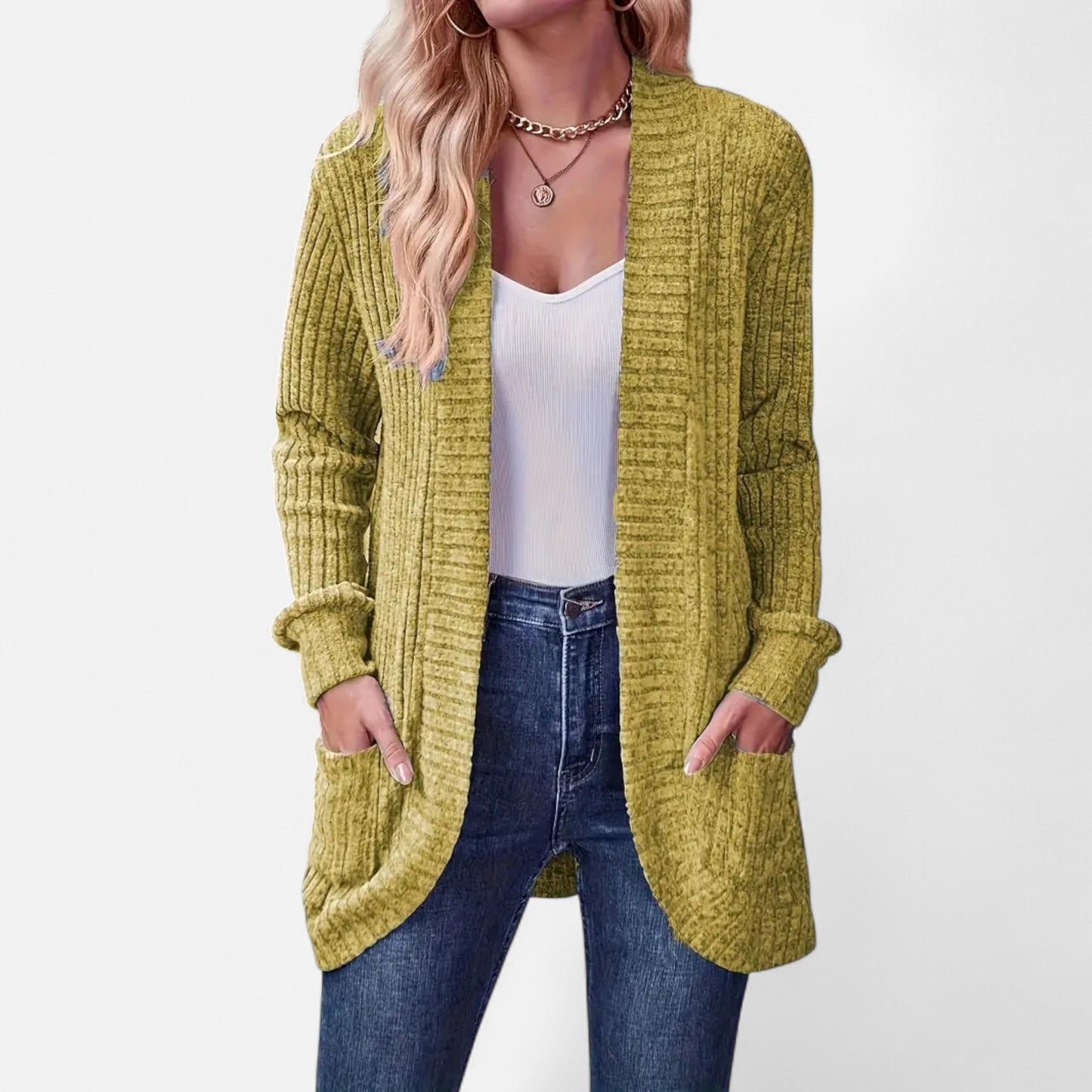Valentis | Women’s Knit Cardigan with Ribbed Detail
