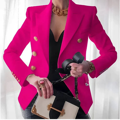 Alyssa | Women’s Double-Breasted Black Blazer with Gold Buttons