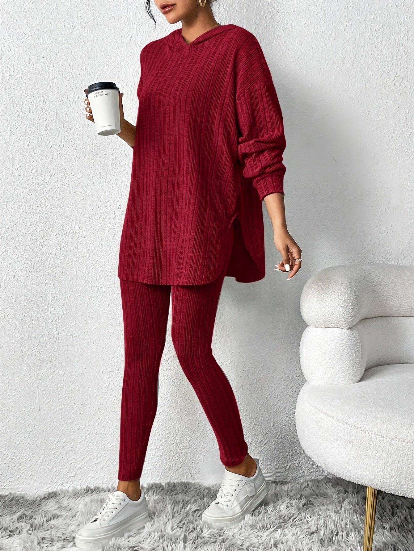 Xavine | Women’s Ribbed Knit Two-Piece Lounge Set