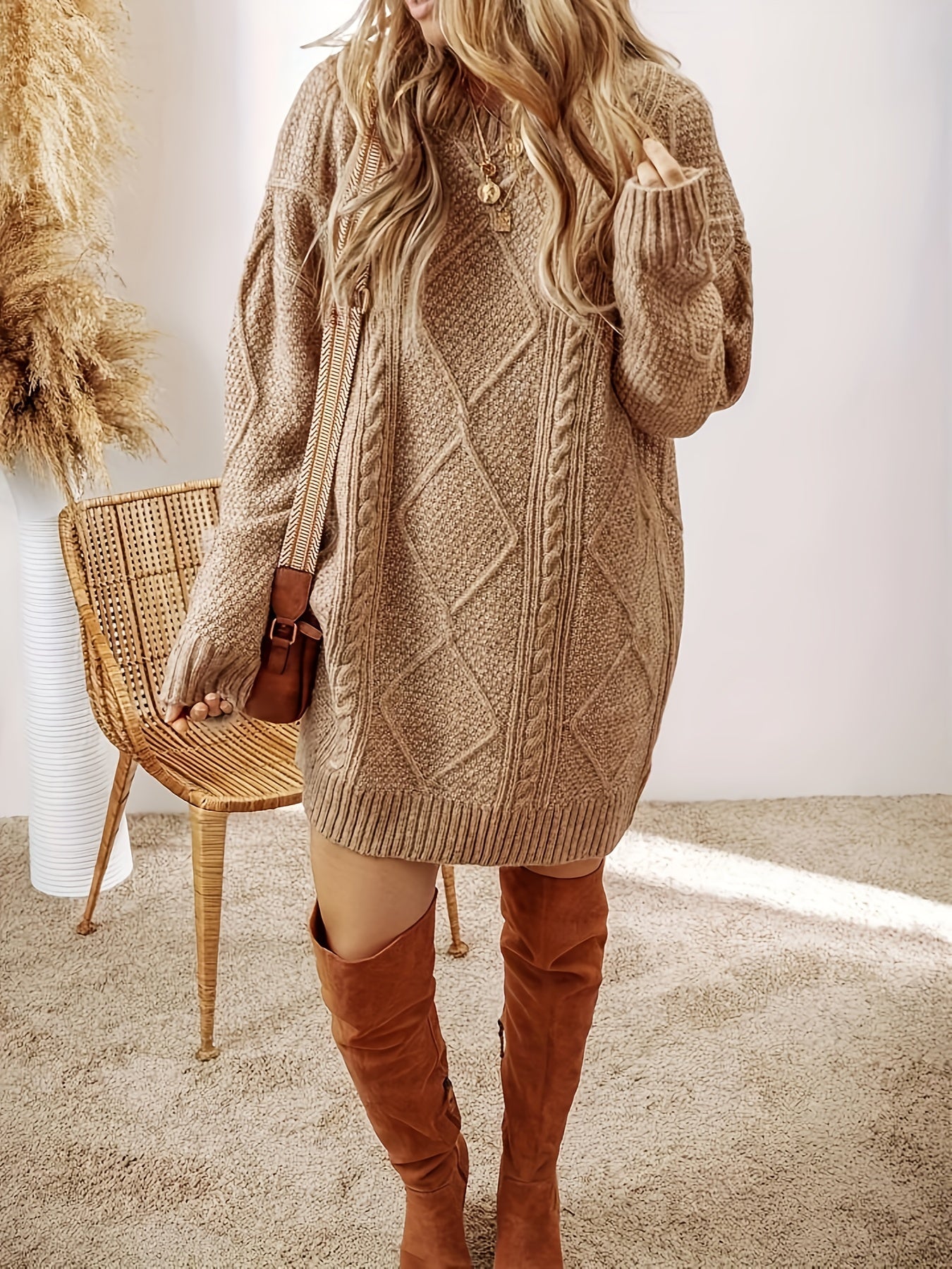 Sylvette | Oversized Cable Knit Sweater Dress