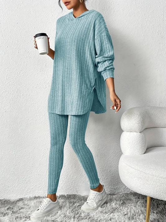 Xavine | Women’s Ribbed Knit Two-Piece Lounge Set