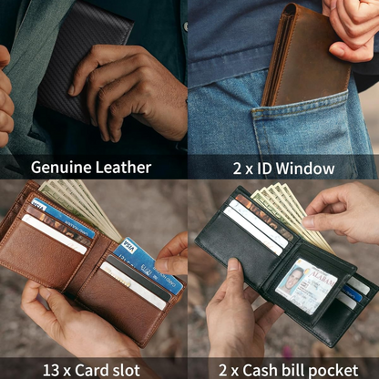 StitchCraft | Men’s Genuine Leather RFID Bifold Wallet