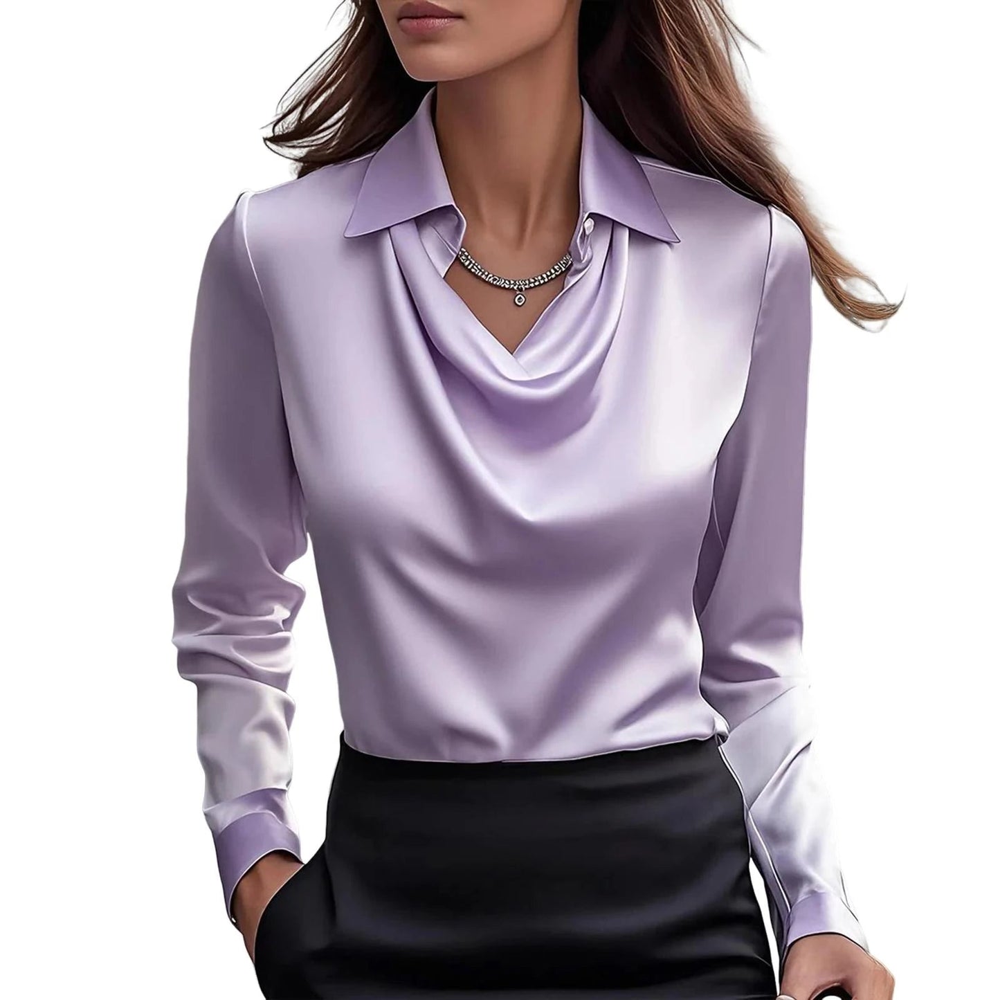 Cynara | Women’s Silk-Cotton Cowl Neck Satin Top