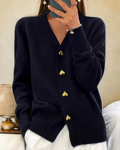 Cresselle | Women’s Elegant Heart-Button Cardigan