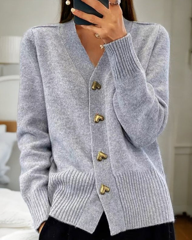 Cresselle | Women’s Elegant Heart-Button Cardigan