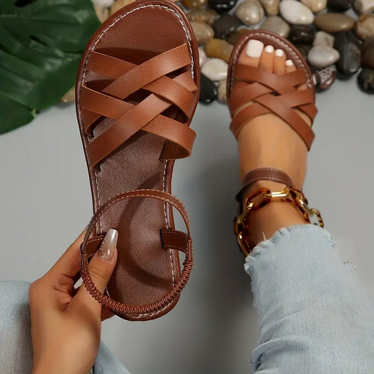 Aubree | Women’s Crisscross Strap Slip-On Sandals