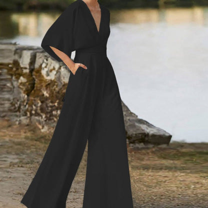 Xamira | Women’s Elegant V-Neck Jumpsuit